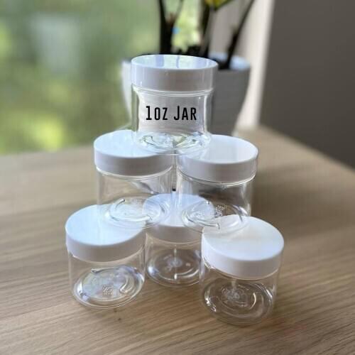 30 Gram ML 1oz Jar, 50 pieces, Cosmetic Sample Empty Container, Plastic, Round Pot Black Screw Cap Lid, Powder 30g Bottle