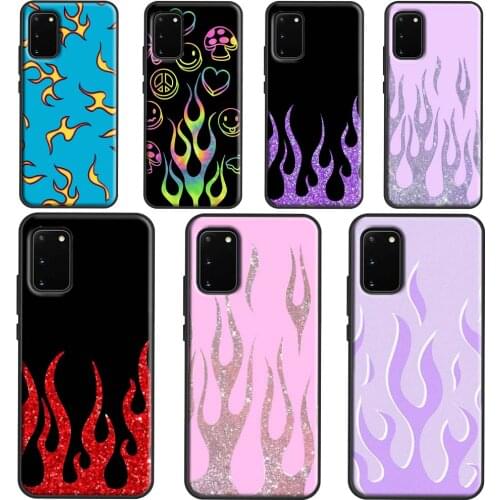 Purple Flames Fire Print Case For Samsung Galaxy S21 S20 Plus Note 20 Ultra 10 9 S8 S9 S10 Plus S20 FE Back Cover