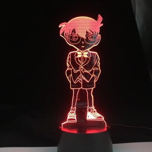 Detective Conan Case Japanese Anime Lamp Remote Base 3D Table Lamp Plug In Anime Light Room Decor Led Table Light
