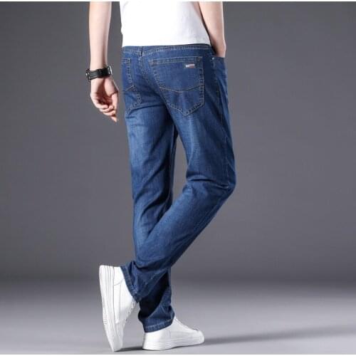 Men Business Jeans Classic Spring Male Regular Straight Stretch Brand Denim Pants Summer Overalls Slim Fit Trousers