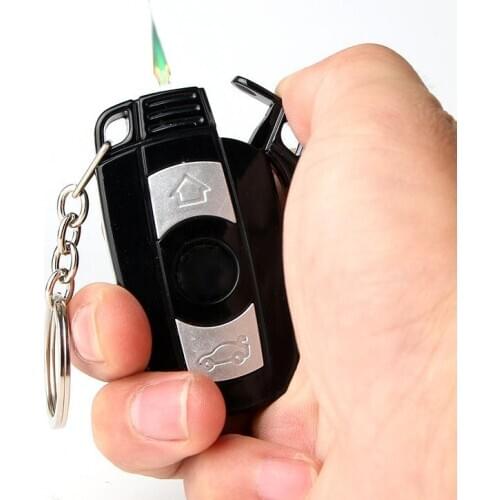 Torch Creative LED Car Jet Lighter Turbo Butane Gas Inflated Cigar Key Ring Windproof Lighter Cigarette Lighter New Men Gift