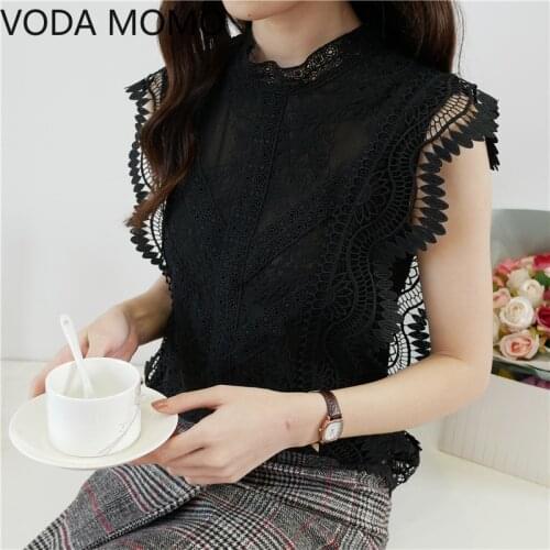 Summer sleeveless ruffless womens shirt blouse for women blusas womens tops and blouses lace sexy shirts ladies top plus size