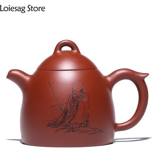 Loiesag 330ml Yixing Pure Handmade Ingenuity Raw Ore Dahongpao Purple Clay Tea Pot Qin Quan Nine Holes Effluent Teapots Tea Set