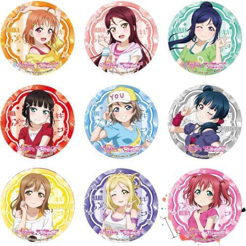 Love Live All Stars Anime Badge Chika Riko Kanan Dia Yoshiko Mari Aqours Lovelive Sunshine Game Metal Badge Brooch Pins