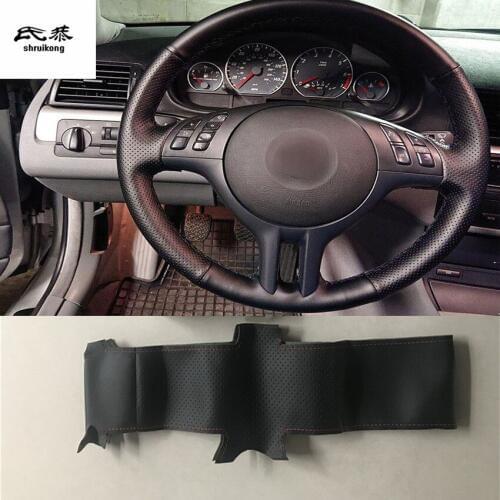 1 set Sew-on Microfiber leather car steering wheel cover Car accessories for BMW E39 E46 325i E53 X5