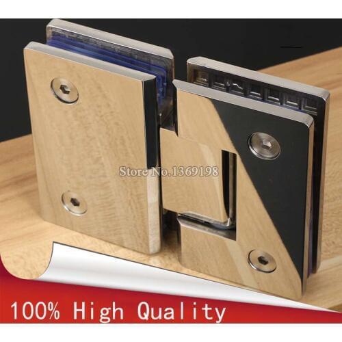 NEW 1Pair=2PCS 304 Stainless Steel Frameless Bathroom Shower Glass Door Hinges Chrome Polished Furniture Hardware