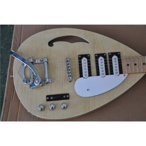 2020 new water drop 6 string electric guitar, advanced tiger pattern maple veneer, semi-hollow body, jazz large rocker bridge, i