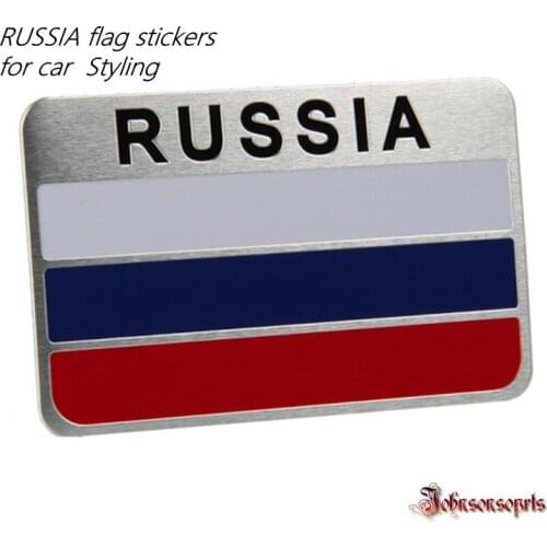 Wholesale 10X Russia flag sticker Aluminum Alloy Flag Badge Emblem Decal car Stickers for Car Styling