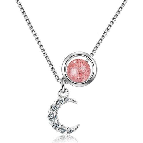 5A Zirconia Moon Pendant Charm Neckaces Crystal Stone High Quality Silver Color Choker Necklaces Party Jewelry Gifts for Women