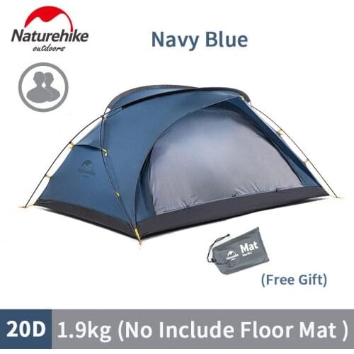 Naturehike 20D Nylon Camping Tent Outdoor 2 Persons Ultralight Double Door Tent Net Yarn Ventilation Tent Double Layer Free Mat