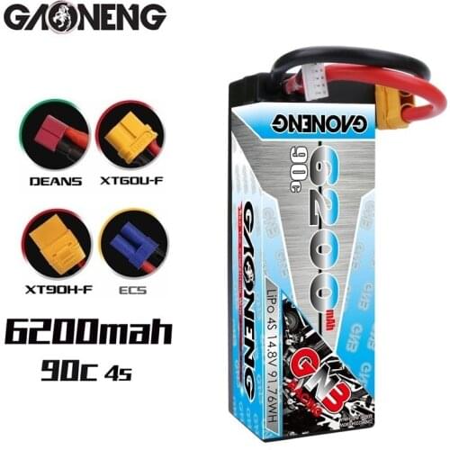 GAONENG GNB 14.8V 6200mAh 90C/180C rechargeable battery For RC Car Racing Spare Parts With Shell Upgrade LiHV 4S Battery