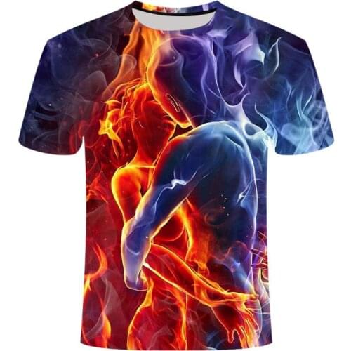 Flame Graphic T Shirts Tee Men Clothing Camisetas Tops Ropa Hombre Summer Streetwear Camisa Masculina Verano Roupas Koszulki