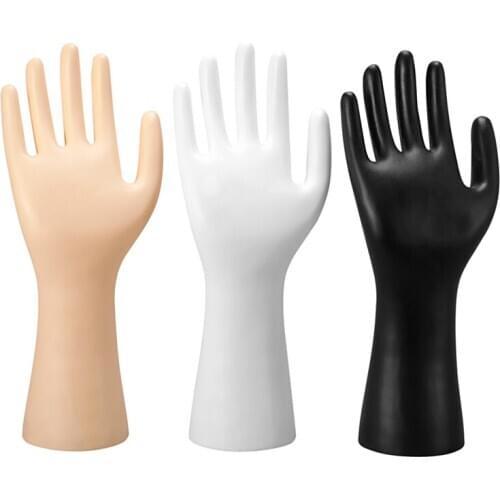 Plastic Right Black Skin And White Male Manneqin Hand For Glove Display