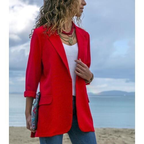 Hot coat style long sleeve stitching lapel slim solid color suit new multi-color plus size versatile blouse for women jacket