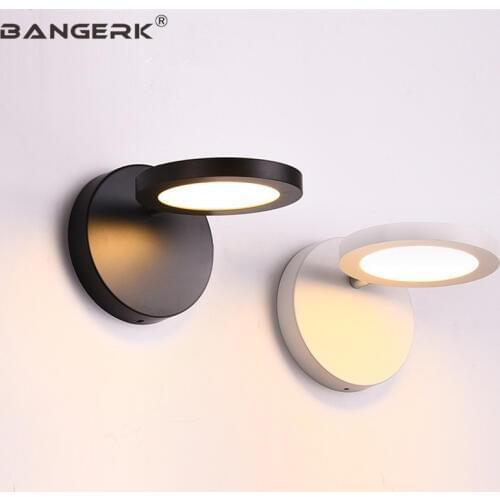 Rotate 360 Degrees 5W LED Wall Light Modern Black White Bedside Wall Lamp Bathroom Mirror Home Decor Iron Fixtures Lighting