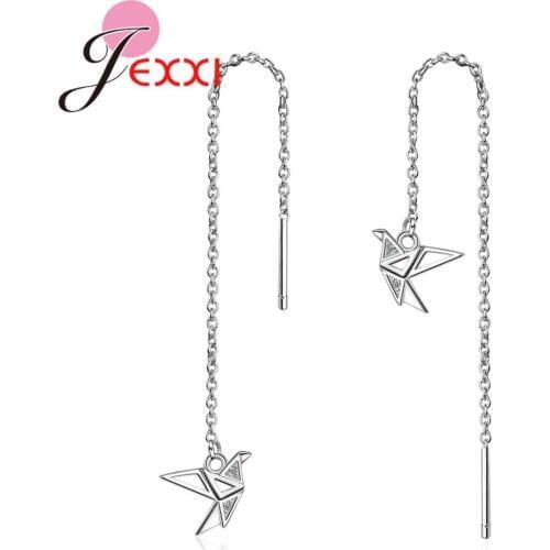 1 Piece Women 925 Sterling Silver Drop Earrings Hot Fashion Factory Direct Sale Japanese Paper Crane Animal Earrings
