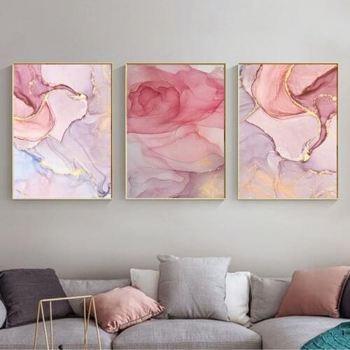 Nordic Colorful Golden Scandinavian Poster Modern Abstract Canvas Painting Wall Art Print Pictures for Living Room Home Decor