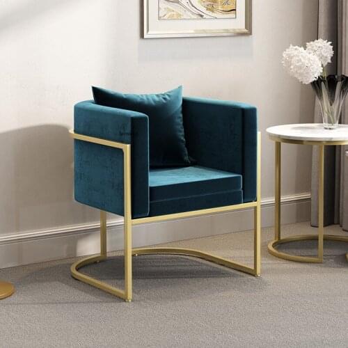 Nordic Single Sofa Fabric Home Furniture Luxury Sofas Leisure Ins Armchair Wrought Iron Backrest Simple Living Room Single Chair