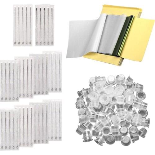 Tattoo Needles Mix Tattoo Transfer Paper Disposable Tattoo Ink Cup Equipment Pigments Cups Caps for Permanent Makeup Tools