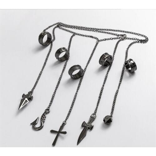 High Quality Cartoon Hunter x Hunter Kurapika cosplay costume prop metal ring Accessories alloy fashion pendant chain