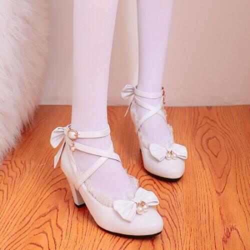 Japanese Sweet Lolita Shoes High-heeled British Academy style Coarse Heel Lori Lolita student party shoes