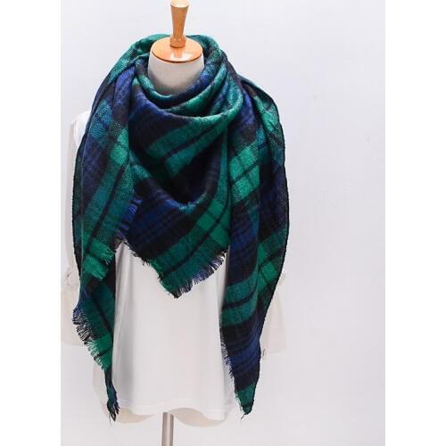 Winter summer hijab Triangle Scarf For Women female Brand Designer Shawl Cashmere Plaid Scarves Blanket Dropshipping XS027-3