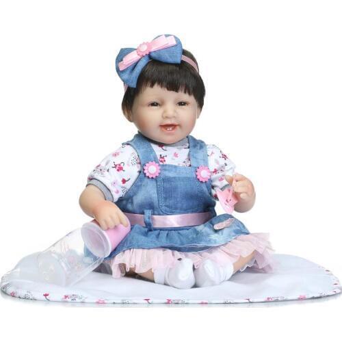 18" Cowboy girl doll reborn fake baby doll silicone children Ragdoll gift bebe alive reborn bonecas brinquedo menina