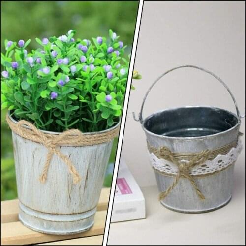 2 Metal Flower Pot Vase Vintage Iron Vase Flower Pot Outdoor Indoor Garden Decoration Flower Stand