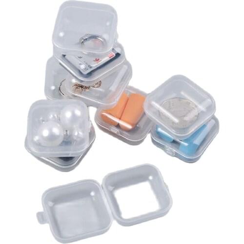 10pcs Mini Clear Plastic Small Box Jewelry Earplugs Storage Box Case Container Bead Makeup Transparent Organizer Gift Boxes
