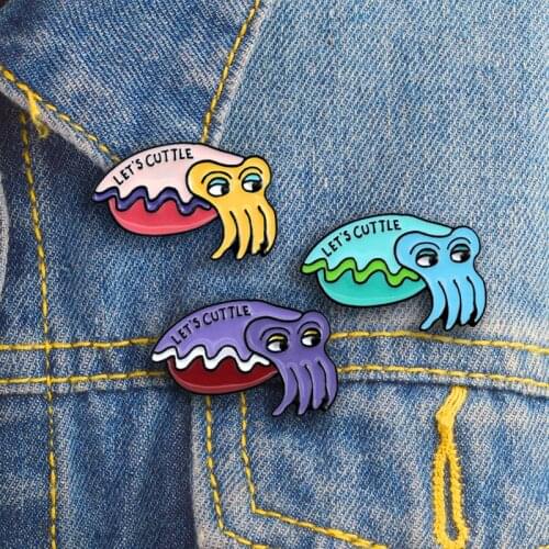 3 color cartoon cuttlefish squid sea animal fashion brooch suitable for aquarium childrens pet shop as clothes backpack jewelry