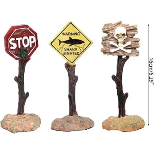 3 Styles Funny Aquarium Landscape Shark Warning Signs Ornaments Fish Tank Decorations Aquarium Decor Supplies