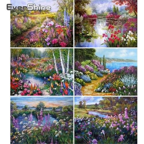 EverShine 5D DIY Diamond Painting Garden Mosaic Diamond Embroidery Landscape Full Square Picture Of Rhinestones Handicraft