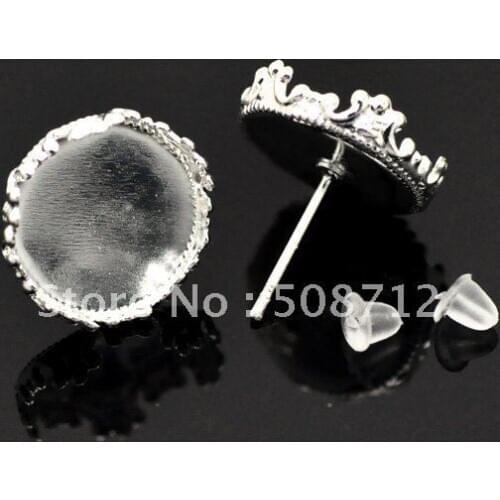 Free shipping!!! Zinc metal alloy(Lead ,Nickel and Cadmium Free) 16mm lace pad earring studs,earrings base, earrings findings