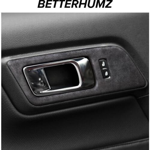 BETTERHUMZ Interior Trim Alcantara ABS Cover For Ford Mustang 2015-2020 Car Moulding Door Handles Panel Bowl Sticker Accessories