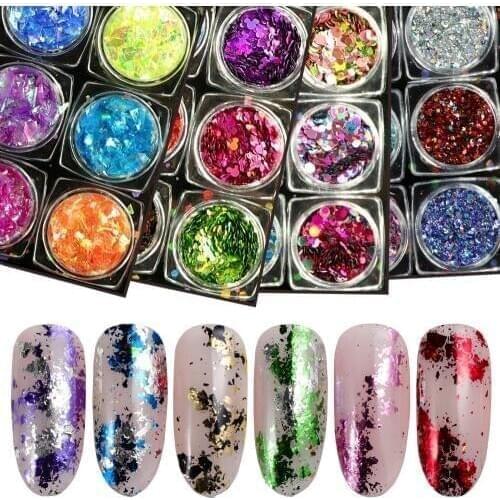 12colors mix size nail glitter powder sequins lucky Star/Mickey DIY Paillette for Nails Tips Nail Art Decor 3D Beauty Flakes