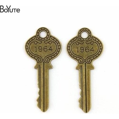 BoYuTe (30 Pieces/Lot) 50*21*1.5MM Antique Bronze Plated Zinc Alloy Key Pendant Charms for Jewelry Making Diy Accessories