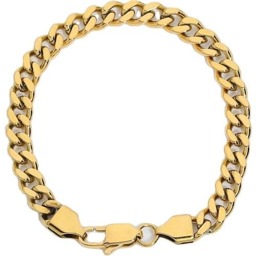 Gold Minimalist ExquisiteCuban Chain Bracelet Bangle Adjustable Lobster Clasp 6mm Thick Chain Bracelet For Female jewelry Gift