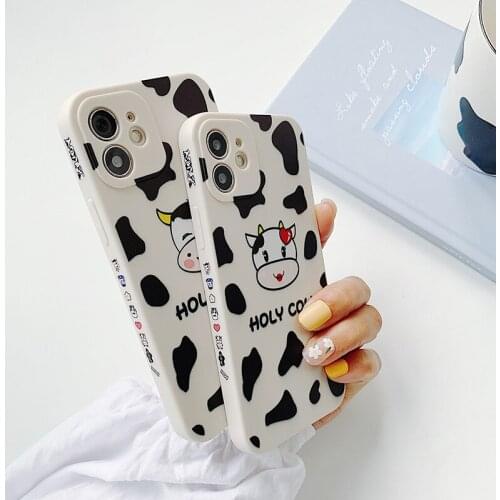 Holy Cow White Black Pattern Phone Case for iPhone 12 Mini 12 Pro Max 11 10 X Xs Xr 7 8 Plus SE 2020 Matte Soft Silicone Cover
