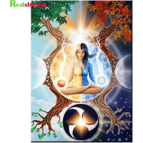 Four Seasons Tree God diy diamond painting yin yang Girl diamond embroidery full Square round drill mosaic Landscape,N2147
