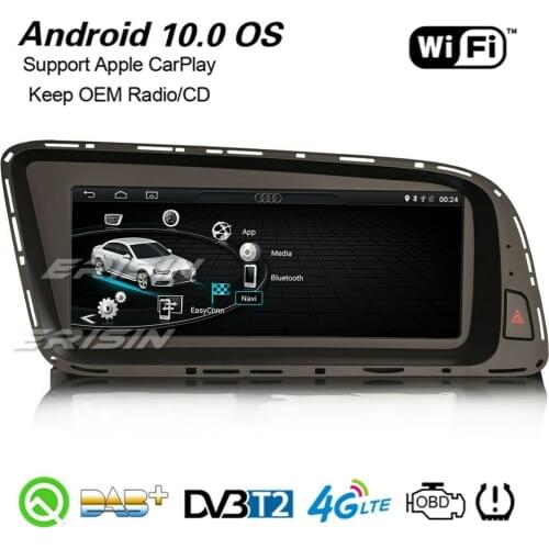 Erisin 2605 8.8" Quad-Core IPS Android 10.0 Car Stereo Carplay DAB+ GPS WiFi 4G USB Bluetooth Canbus TPMS Navigation For Audi Q5