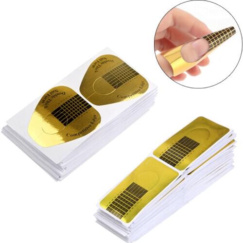 100Pcs Nail Forms French Tip Extension Acrylic Gel Builder Form Guide For Nail Extension Stencil Manicure Nail Art Tools