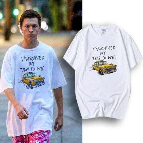 Tom Holland Same Style Tees I Survived My Trip To NYC Print T-Shirt Summer Casual Streetwear Men Women Unisex Fashion Tshirt Top