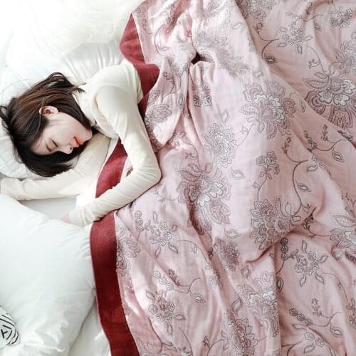 Nordic floral cotton gauze blankets and throws sofa towel double summer thin quilt nap blanket soft Breathable bedspread boho