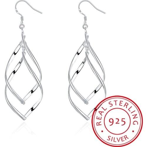 Classic 925 Sterling Silver Earrings Long Tassel Twisted Drop Earrings For Women Oorbellen Brincos S-E301