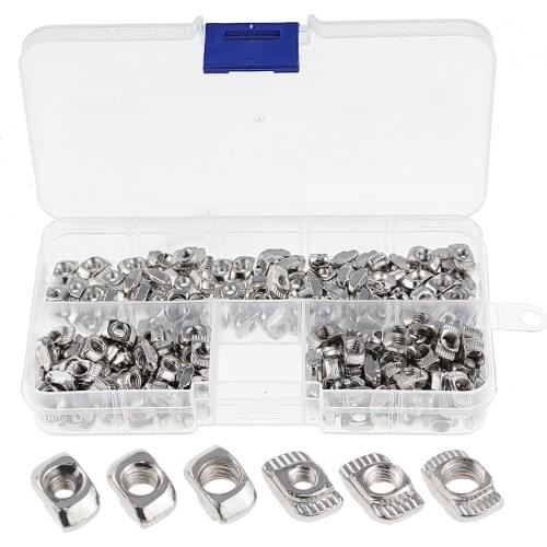 200Pcs T-nut M3 M4 M5 For 20 Series Aluminum Profile Fittings T-nut Set Boat-Type Nut Set Nut Fixing Connector