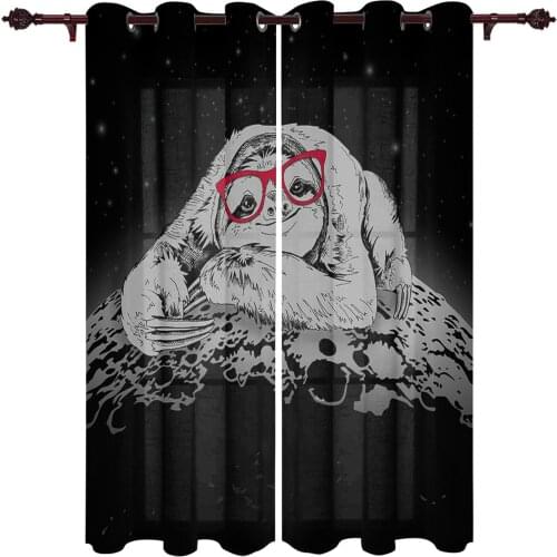 Sloth Moon Lazy Grey Large Curtains For Living Dining Modern Simple Curtains Finished Curtains For Dining Room Bedroom
