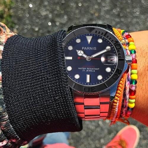 Parnis 40mm Automatic Men Watch Miyota 8215 Mechanical Mens Watches Sapphire Mekanik Erkek Kol Saati Reloj Automatico Man 2021