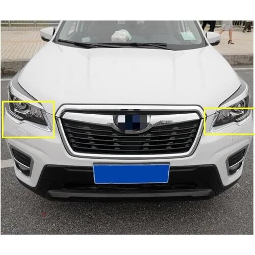 Car Front Headlight Head Lights Lamp Eyebrow Cover Frame Strip Trim For Subaru forester 2019 2020 2021 ABS chrome Accessories