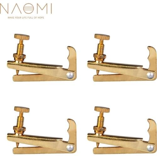 NAOMI 4pcs/1set Viola Fine Tuners Spinner Adjuster Strings Hooks Golden Plated Fit For 15'' 16'' Viola Accessories