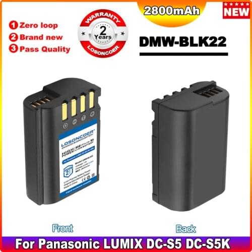 Original LOSONCOER DMW-BLK22 DMWBLK22 BLK22 2800mAh Battery For Panasonic Lumix DC-S5 DC-S5K GH5 GH5S G9 DC-S5KGK